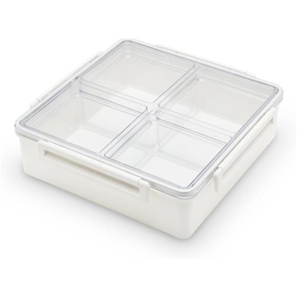 Snack Box 4 Compartment Airtight Serving Tray Portable Charcuterie Fruit Veggie